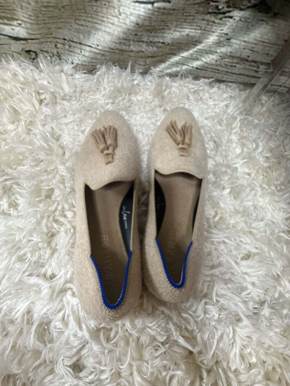 Rothy's Size 6 Almond Loafer Tassel Beige Knit - Picture 4 of 6